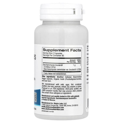 Lake Avenue Nutrition, Saccharomyces Boulardii, 10 Billion CFU, 60 Veggie Capsules (5 Billion CFU per Capsule)