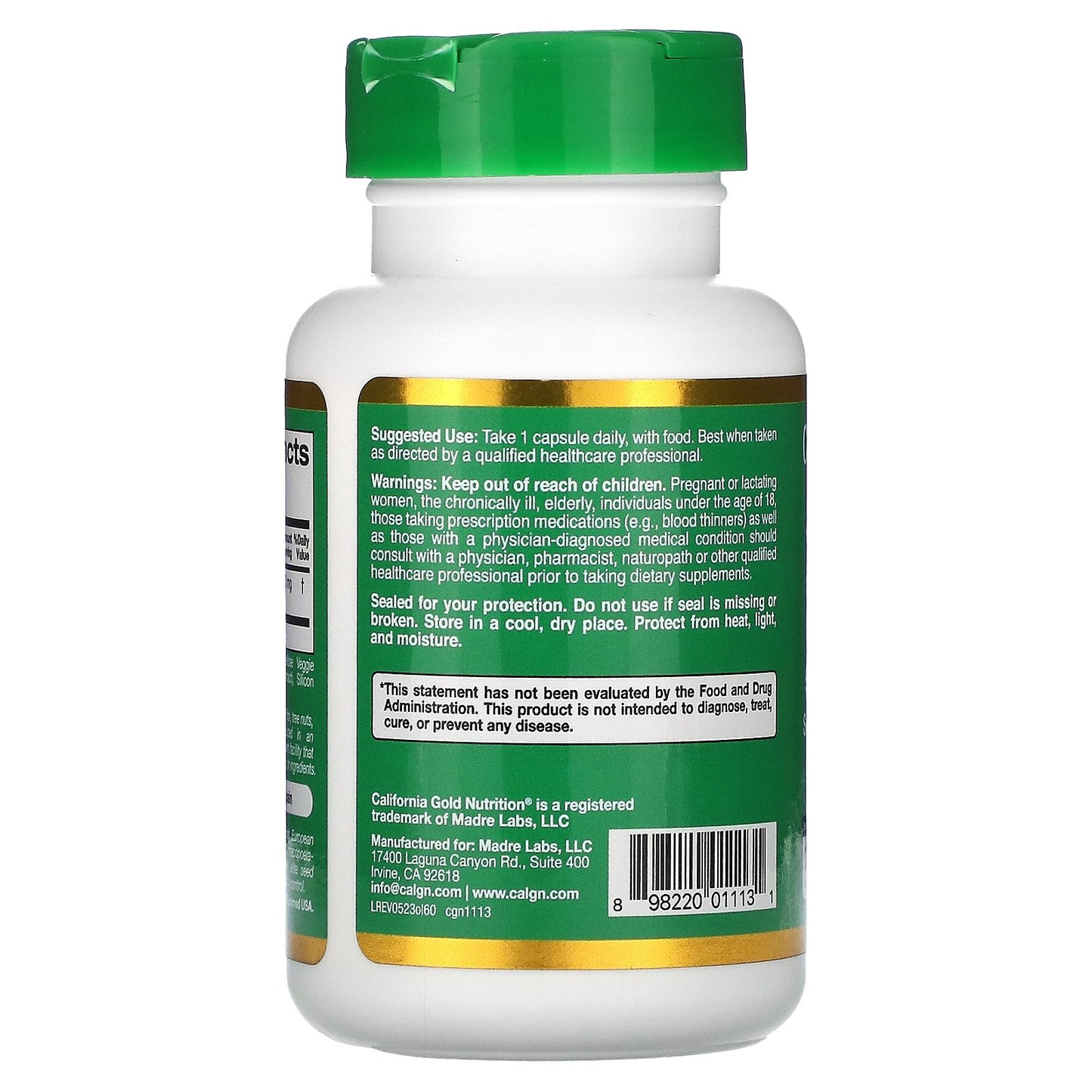 California Gold Nutrition, EuroHerbs™, Olive Leaf Extract, Euromed Quality, 500 mg, 60 Veggie Capsules