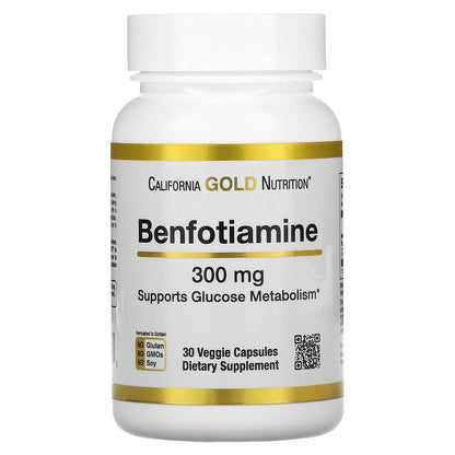 California Gold Nutrition, Benfotiamine, 300 mg, 30 Veggie Capsules
