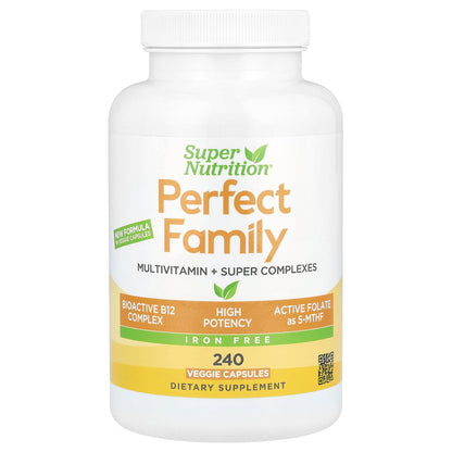 Super Nutrition, Perfect Family Multivitamin + Super Complexes, Iron Free, 240 Veggie Capsules