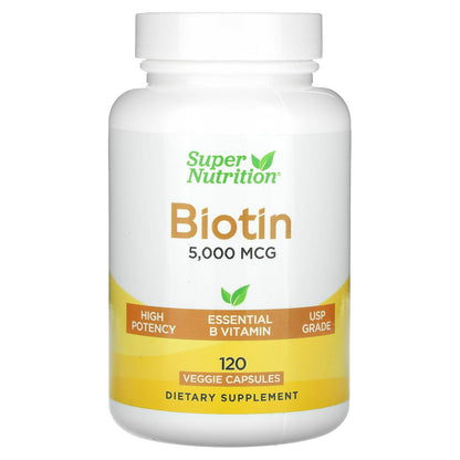 Super Nutrition, Biotin, 5,000 mcg, 120 Veggie Capsules