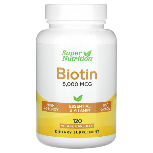 Super Nutrition, Biotin, 5,000 mcg, 120 Veggie Capsules