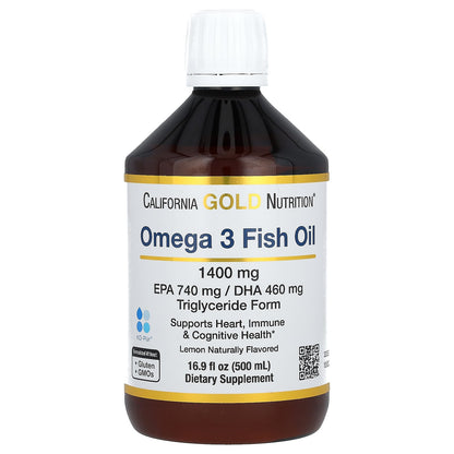 California Gold Nutrition, Omega-3 Fish Oil, Norwegian Triglyceride, Natural Lemon, 16.9 fl oz (500 ml)