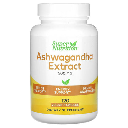 Super Nutrition, Ashwagandha, 500 mg, 120 Veggie Capsules