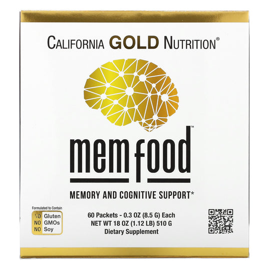 California Gold Nutrition, MEM Food, Memory & Cognitive Support, 60 Packets, 0.3 oz (8.5 g) Each