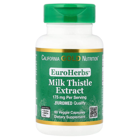 California Gold Nutrition, EuroHerbs, Milk Thistle Extract, Euromed Quality, 175 mg, 60 Veggie Capsules