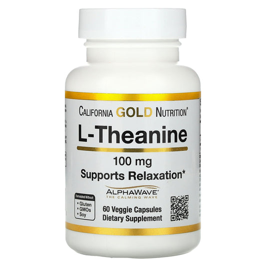 California Gold Nutrition, L-Theanine, Featuring AlphaWave, 100 mg, 60 Veggie Capsules