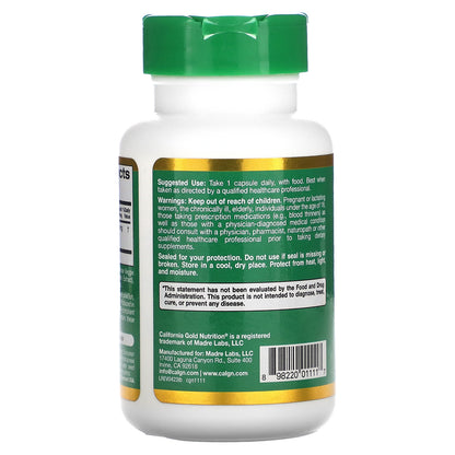 California Gold Nutrition, EuroHerbs™, Lemon Balm Extract, Euromed Quality, 500 mg, 60 Veggie Capsules