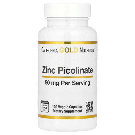 California Gold Nutrition, Zinc Picolinate, 50 mg, 120 Veggie Capsules