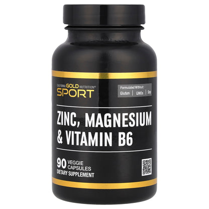 California Gold Nutrition, Sport, Zinc, Magnesium, & Vitamin B6, 90 Veggie Capsules