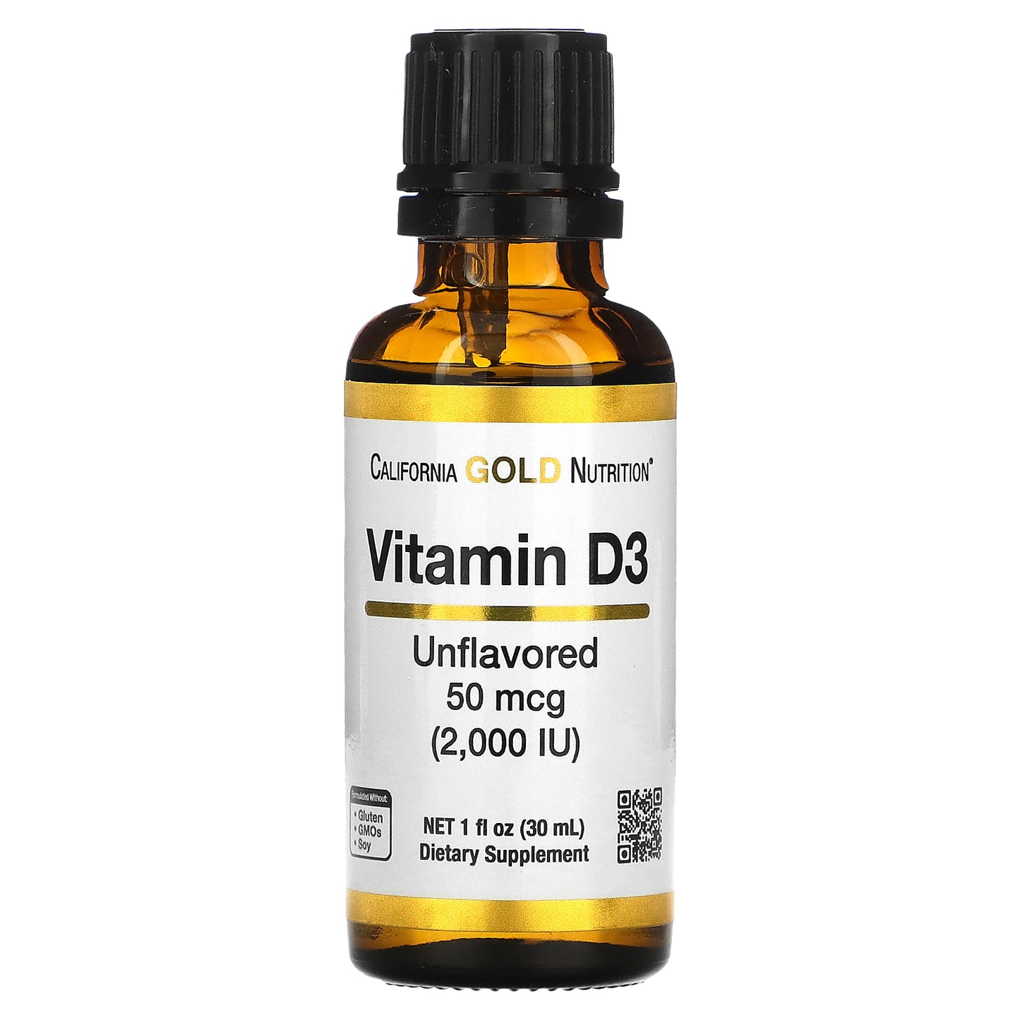 California Gold Nutrition, Vitamin D3, Unflavored, 50 mcg (2,000 IU), 1 fl oz (30 ml)