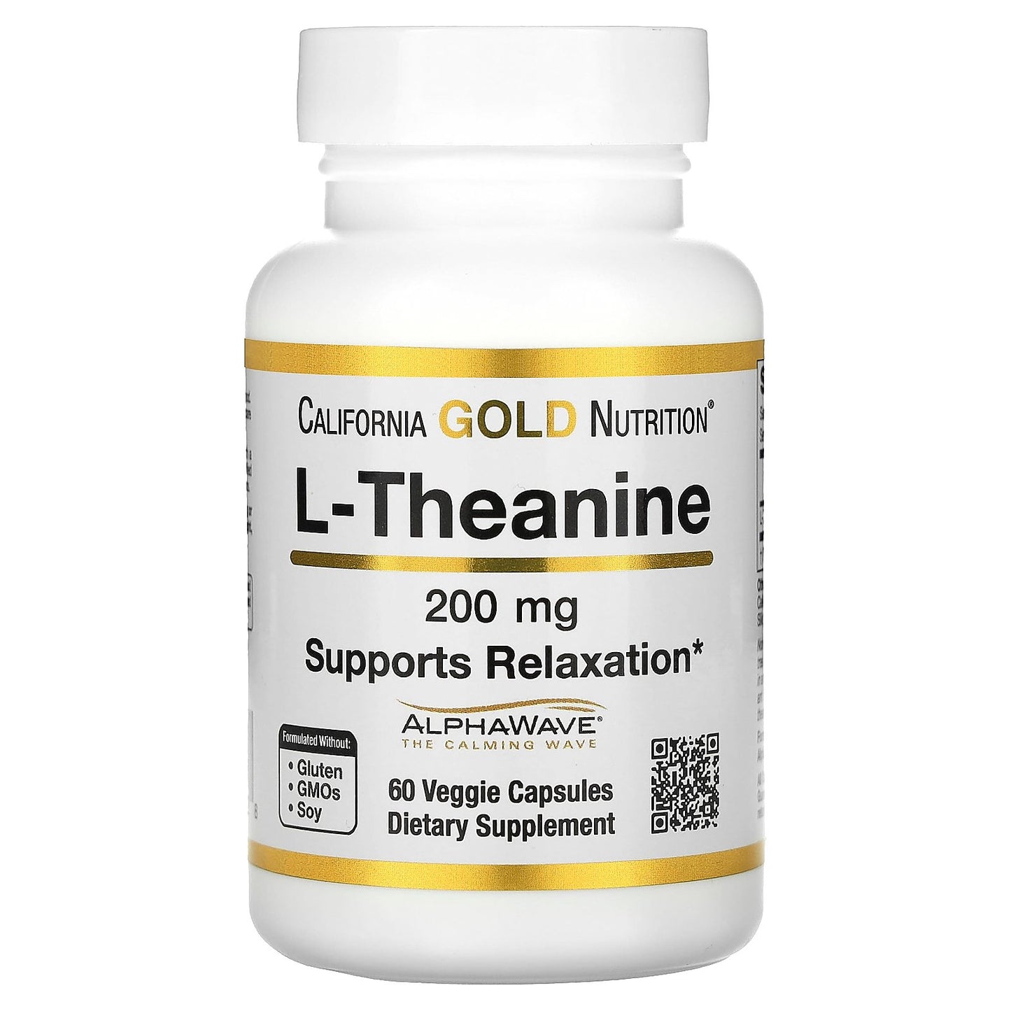 California Gold Nutrition, L-Theanine, Featuring AlphaWave, 200 mg, 60 Veggie Capsules