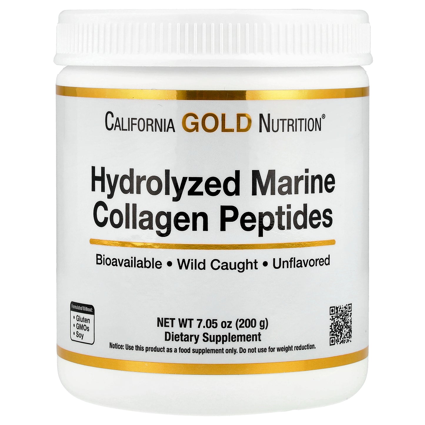 California Gold Nutrition, Hydrolyzed Marine Collagen Peptides, Unflavored,  7.05 oz (200 g)