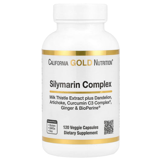 California Gold Nutrition, Silymarin Complex, Milk Thistle Extract Plus Dandelion, Artichoke, Curcumin C3 Complex®, Ginger, and BioPerine®, 120 Veggie Capsules