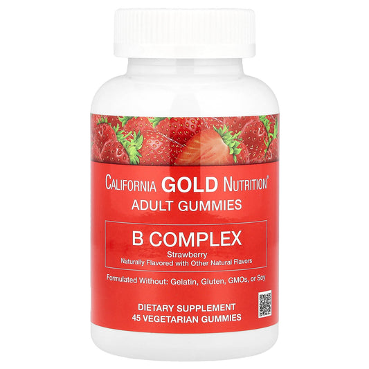 California Gold Nutrition, B Complex Gummies with Vitamins B6 and B12, Folate, and  Biotin, Strawberry, 45 Vegetarian Gummies