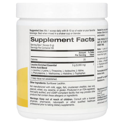 Super Nutrition, Leucine Enriched Essential Amino Acids, Unflavored , 10.58 oz (300 g)