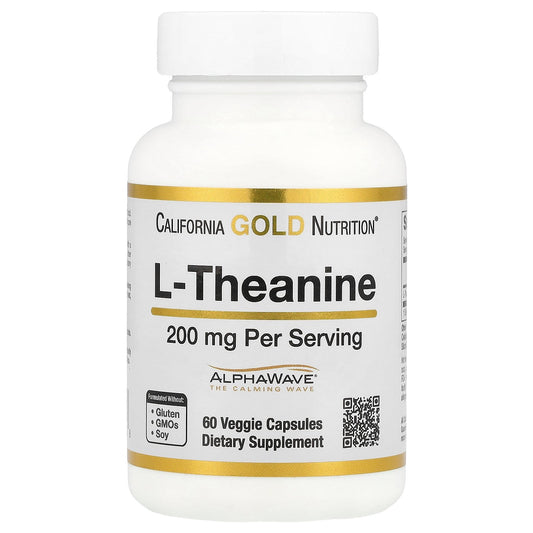 California Gold Nutrition, L-Theanine, Featuring AlphaWave®, 200 mg, 60 Veggie Capsules