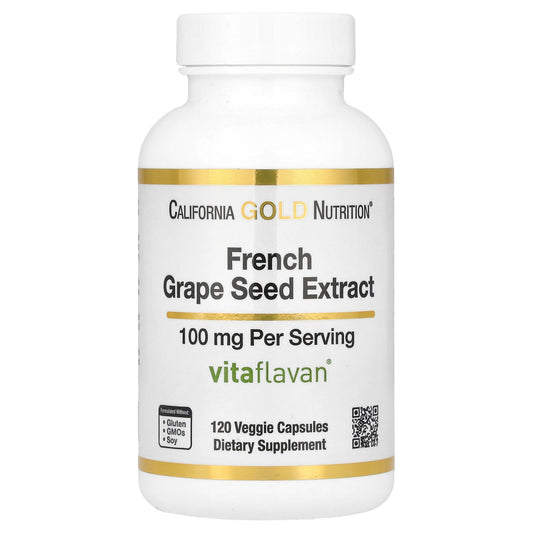 California Gold Nutrition, French Grape Seed Extract, Vitaflavan®, 100 mg, 120 Veggie Capsules