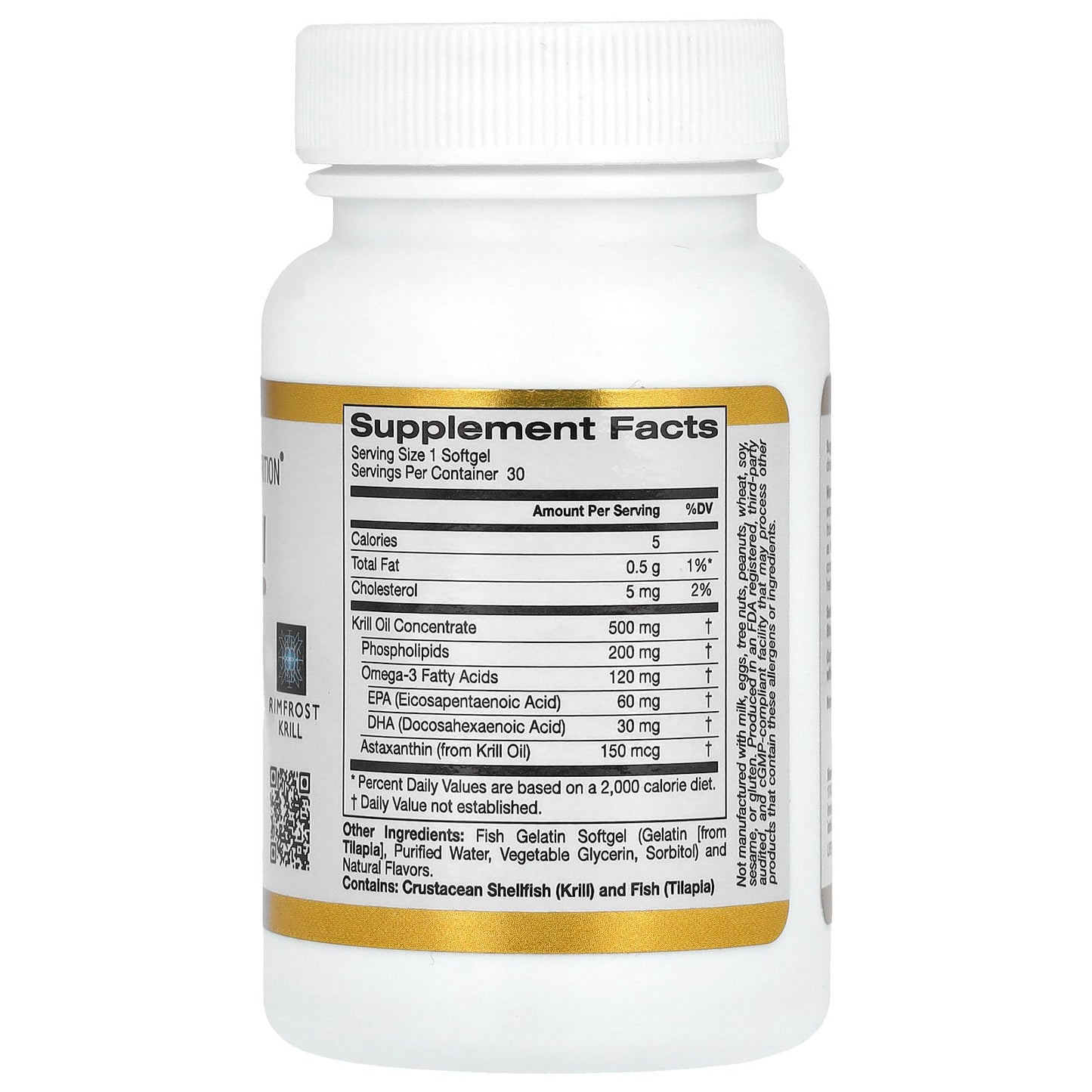 California Gold Nutrition, Antarctic Krill Oil, Omega-3 Phospholipids Complex with EPA, DHA, and Astaxanthin, Natural Strawberry and Lemon, 500 mg, 30 Fish Gelatin Softgels