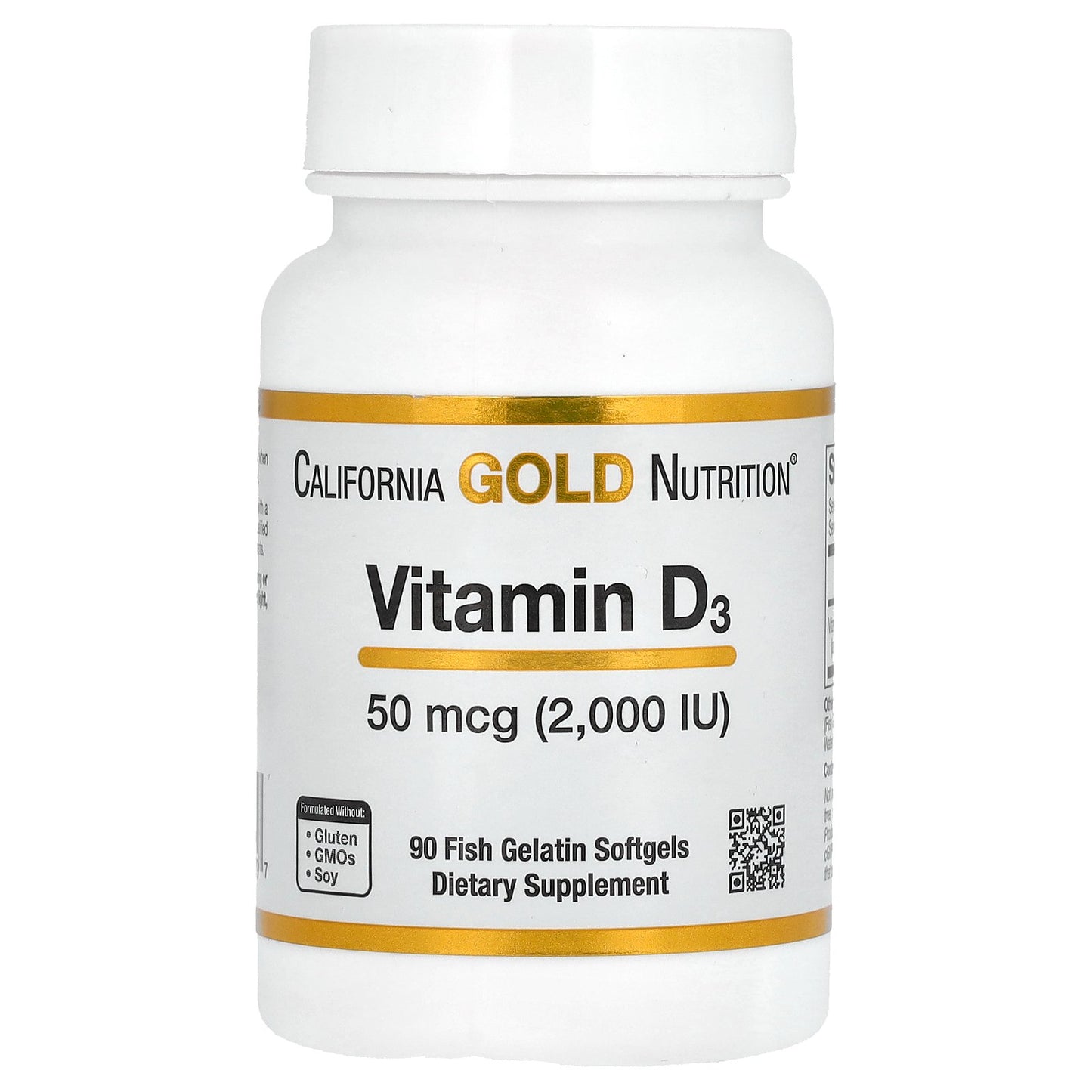 California Gold Nutrition, Vitamin D3, 50 mcg (2,000 IU), 90 Fish Gelatin Softgels