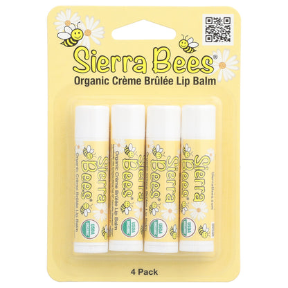 Sierra Bees, Organic Lip Balms, Creme Brulee (Vanilla), 4 Pack, 0.15 oz (4.25 g) Each