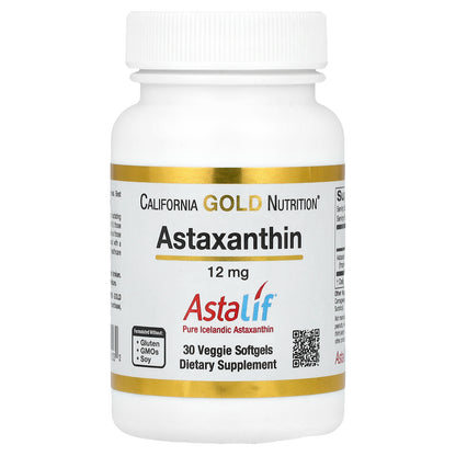 California Gold Nutrition, Astaxanthin, Astalif® Pure Icelandic, 12 mg, 30 Veggie Softgels