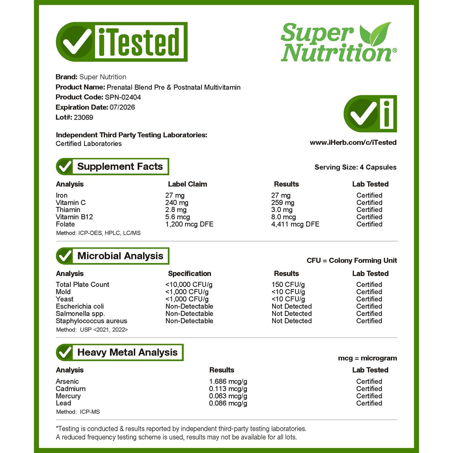 Super Nutrition, Prenatal Multivitamin with Super Greens & Spices, 240 Veggie Capsules