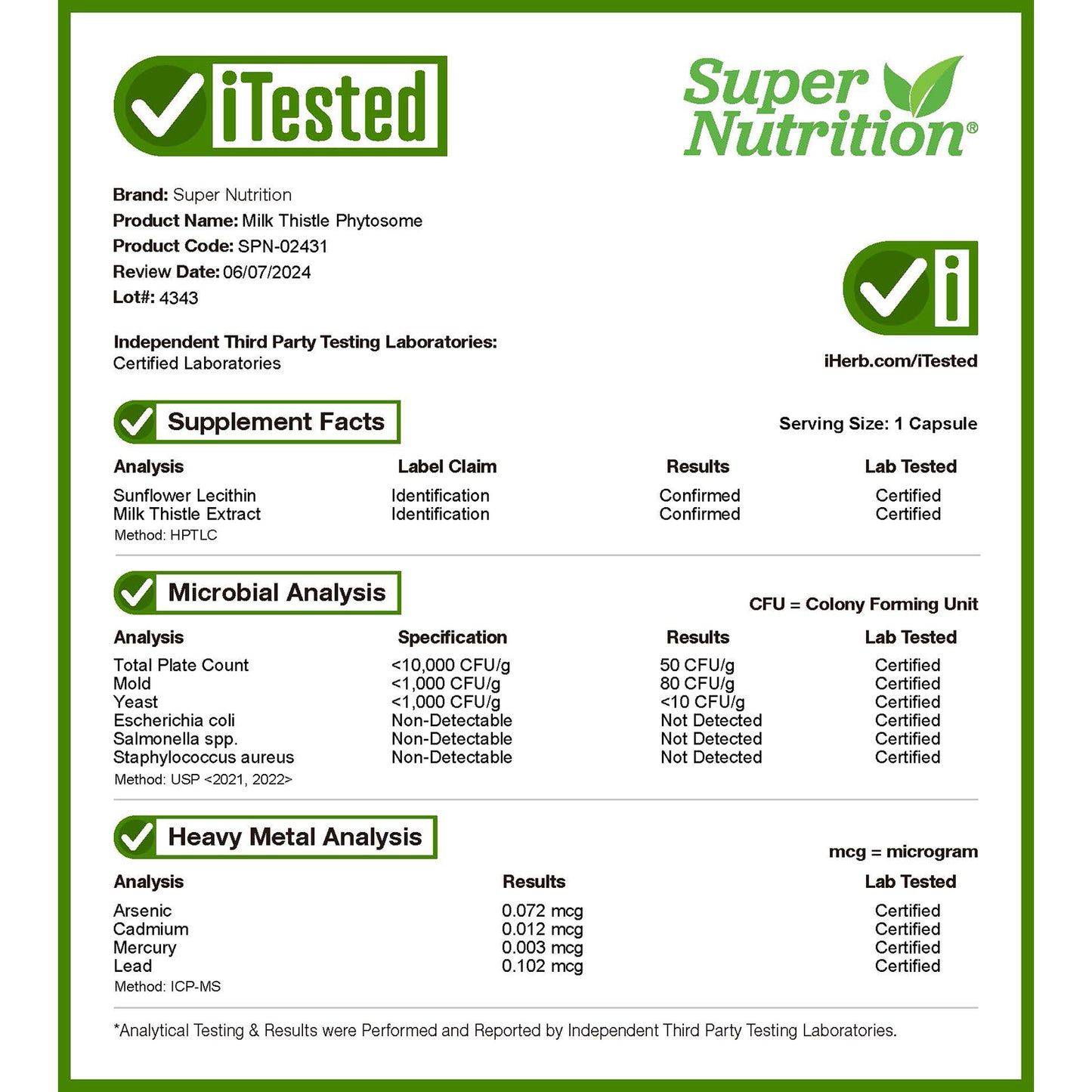 Super Nutrition, Milk Thistle Phytosome, 160 mg, 60 Veggie Capsules