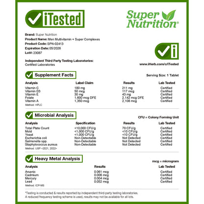 Super Nutrition, SimplyOne®, Men’s Multivitamin + Super Complexes, 90 Tablets