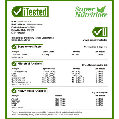 Super Nutrition, Cholesterol Support, 250 Veggie Capsules