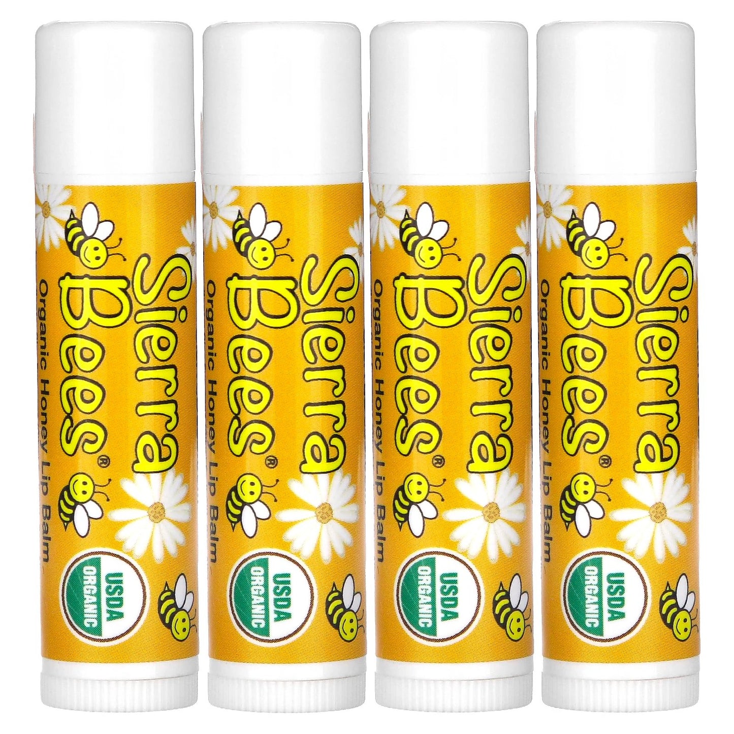 Sierra Bees, Organic Lip Balms, Honey, 4 Pack, 0.15 oz (4.25 g) Each