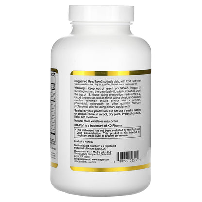 California Gold Nutrition, Omega 3-6-9s, with Omega-3 Fish Oil and Borage Seed Oil, EPA, DHA, GLA, and Linoleic Acid, Natural Lemon, 180 Softgels