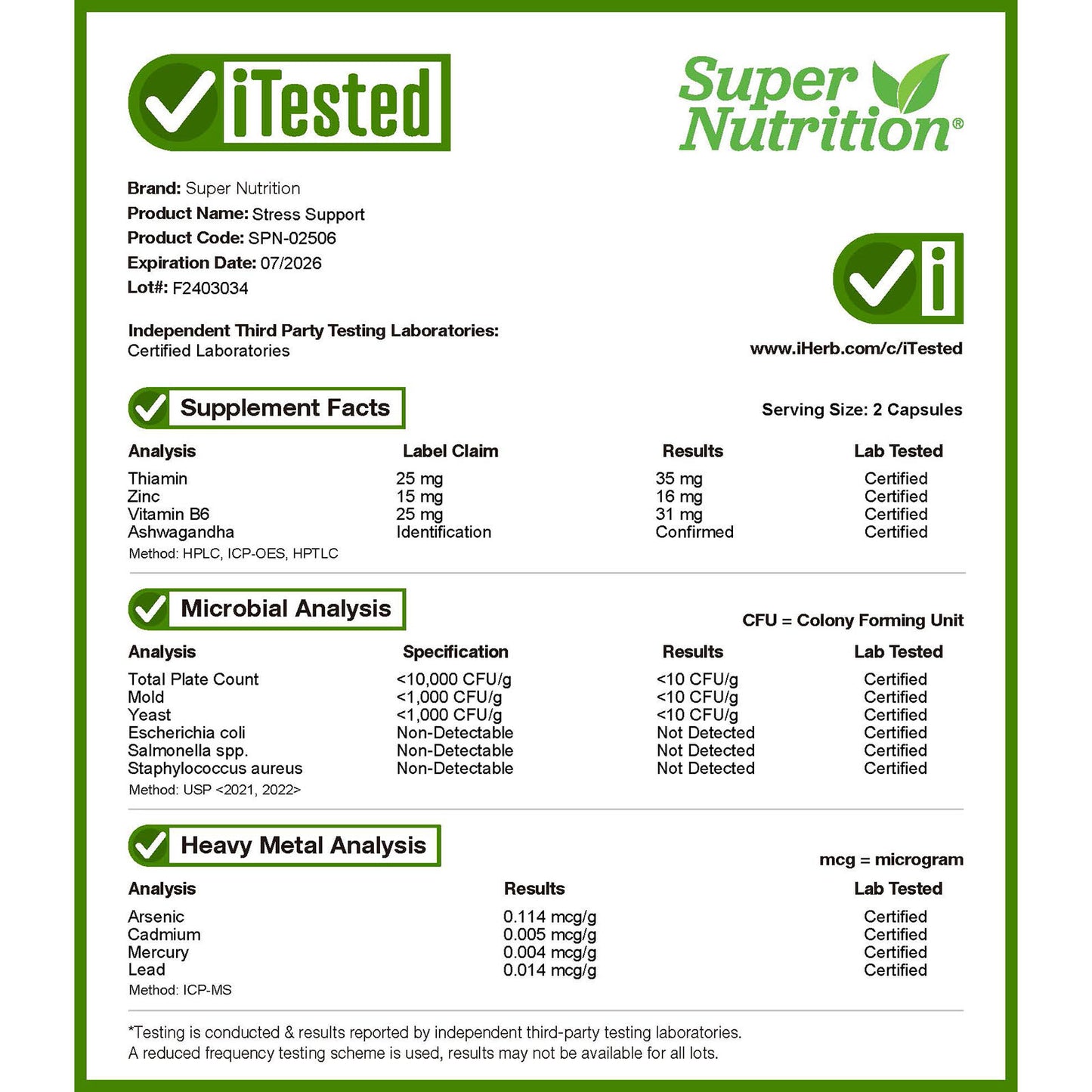 Super Nutrition, Stress Support, 60 Veggie Capsules