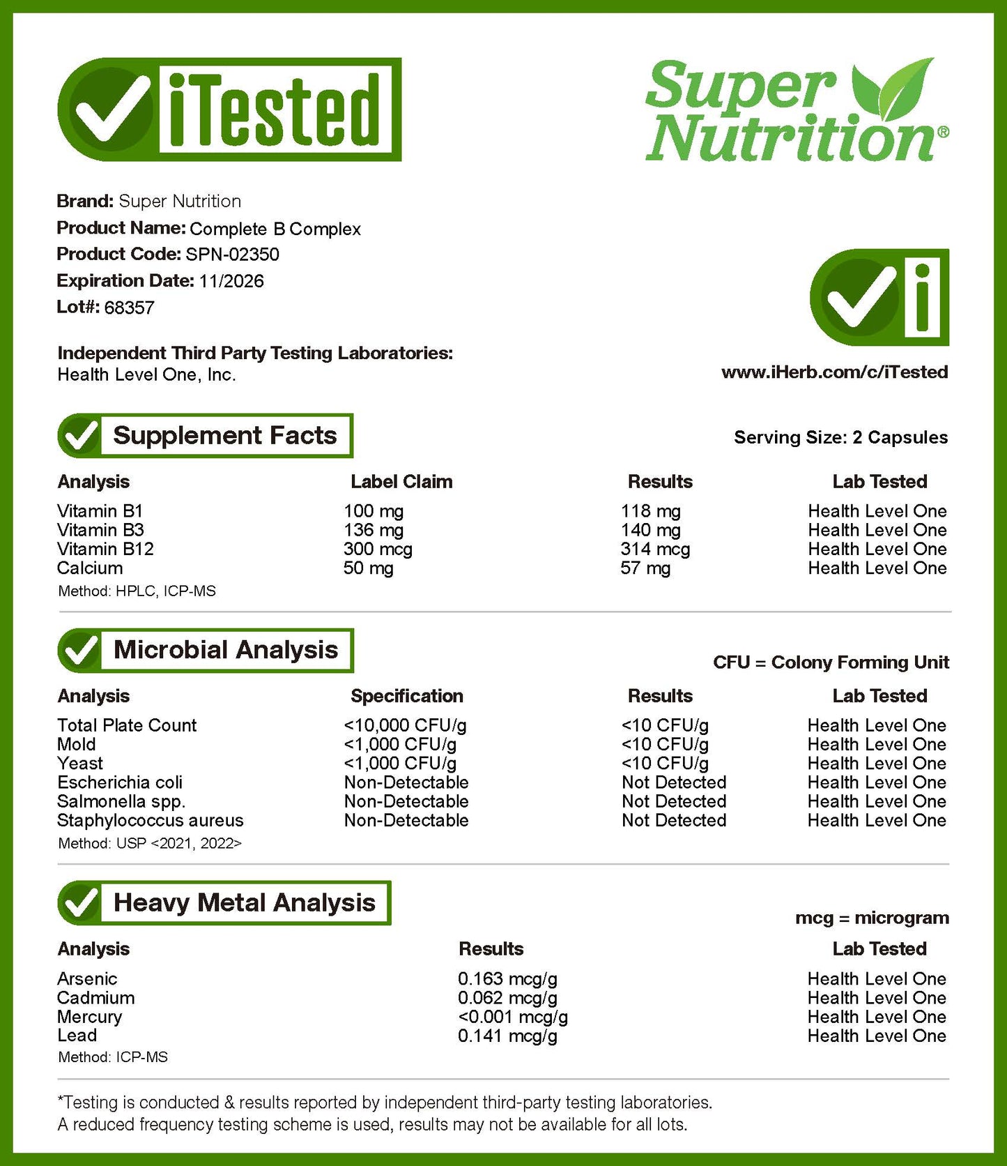 Super Nutrition, Complete B Complex with L-Methylfolate, 180 Veggie Capsules