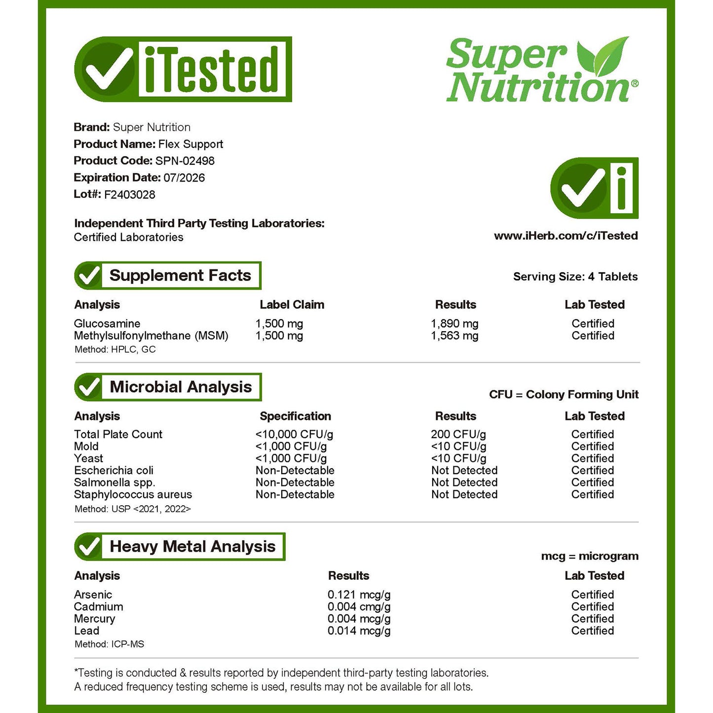 Super Nutrition, Flex Support, 90 Tablets