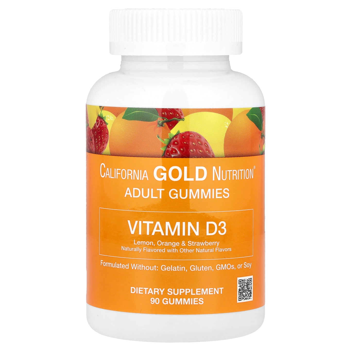 California Gold Nutrition, Vitamin D3 Gummies, Lemon, Orange, & Strawberry, 50 mcg (2,000 IU), 90 Gummies (25 mcg (1,000 IU per Gummy))