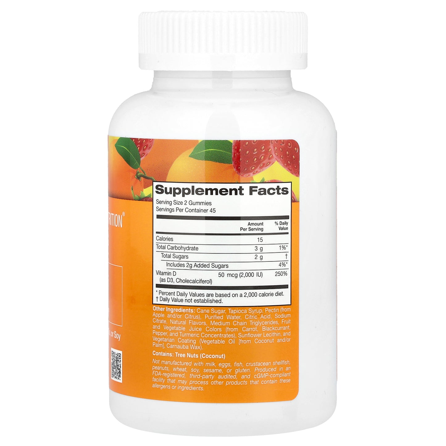 California Gold Nutrition, Vitamin D3 Gummies, Lemon, Orange, & Strawberry, 50 mcg (2,000 IU), 90 Gummies (25 mcg (1,000 IU per Gummy))