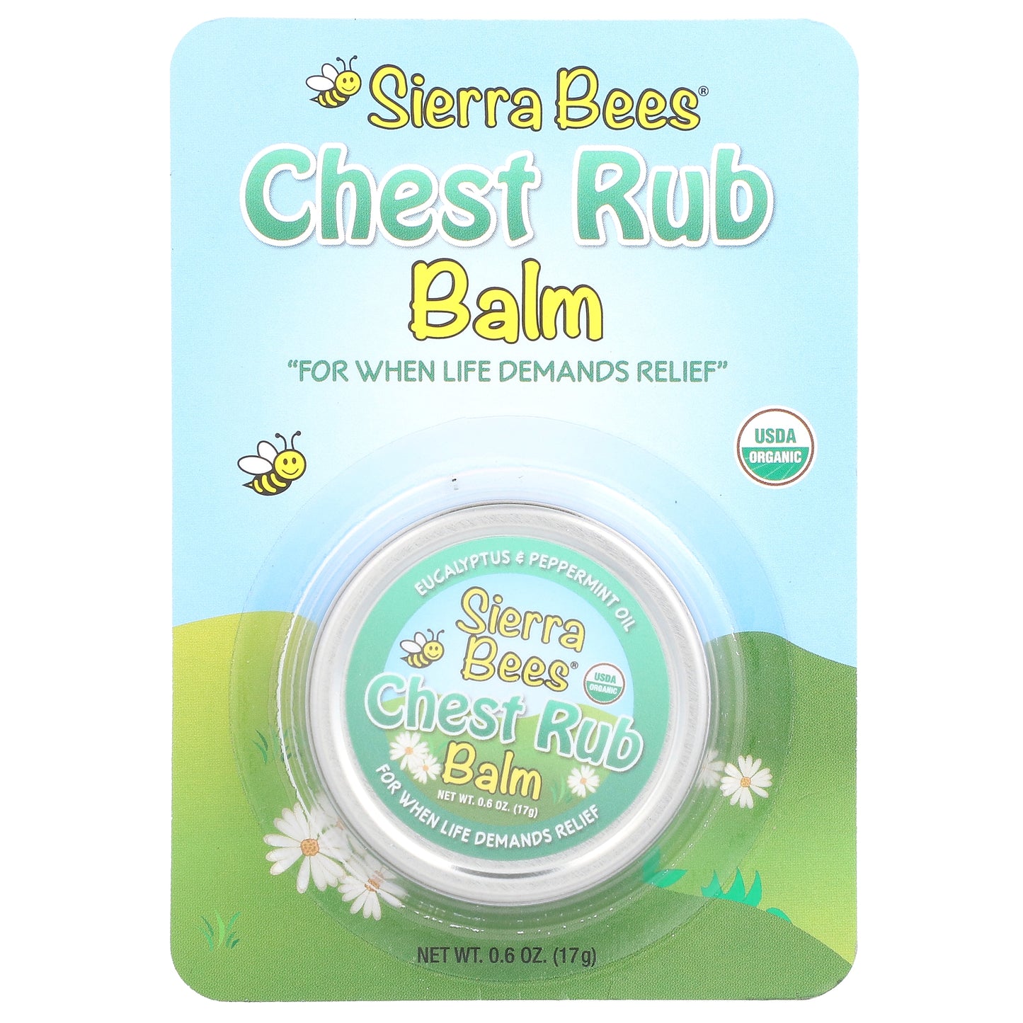 Sierra Bees, Chest Rub Balm, Eucalyptus & Peppermint, 0.6 oz (17 g)