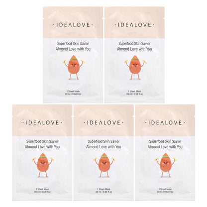 Idealove, Superfood Skin Savior, Almond Love with You, 5 Beauty Sheet Masks, 0.68 fl oz (20 ml) Each