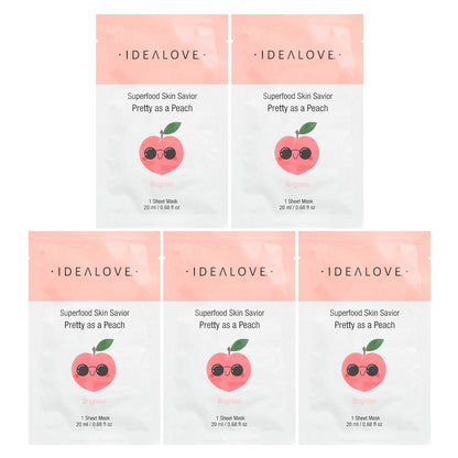 Idealove, Superfood Skin Savior, Pretty as a Peach, 5 Beauty Sheet Masks, 0.68 fl oz (20 ml) Each