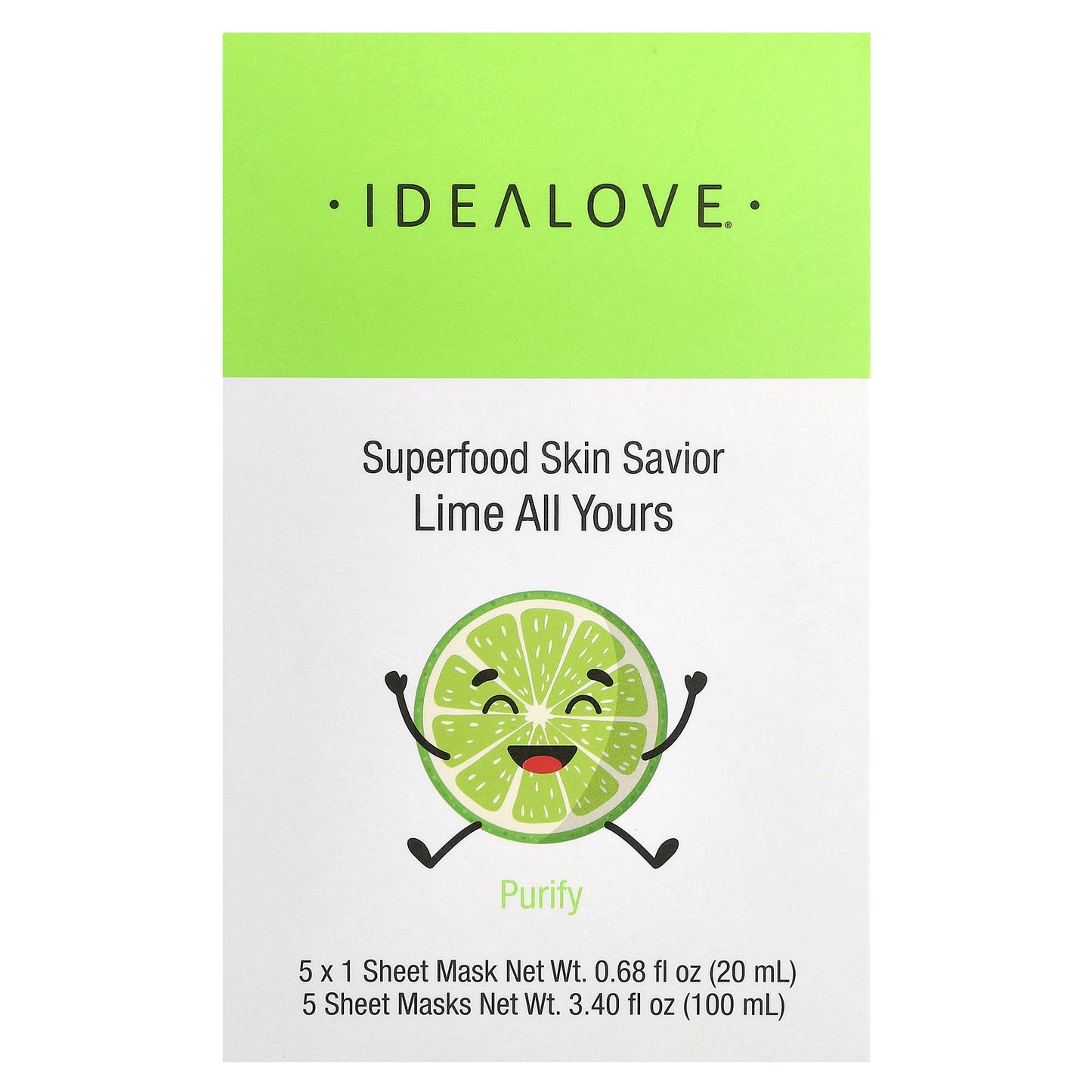 Idealove, Superfood Skin Savior, Lime All Yours, 5 Beauty Sheet Masks, 0.68 fl oz (20 ml) Each