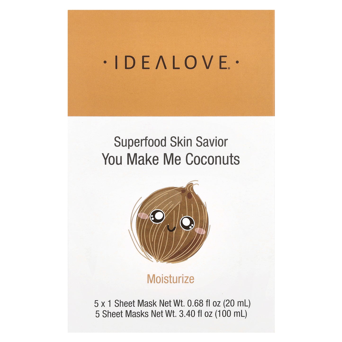 Idealove, Superfood Skin Savior, You Make Me Coconuts, 5 Beauty Sheet Masks, 0.68 fl oz (20 ml) Each