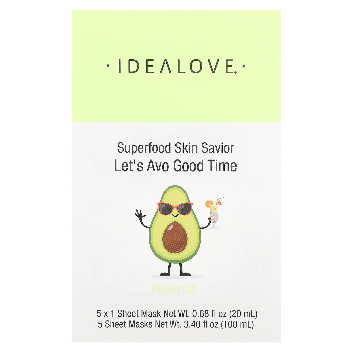 Idealove, Superfood Skin Savior, Let's Avo Good Time, 5 Beauty Sheet Masks, 0.68 fl oz (20 ml) Each