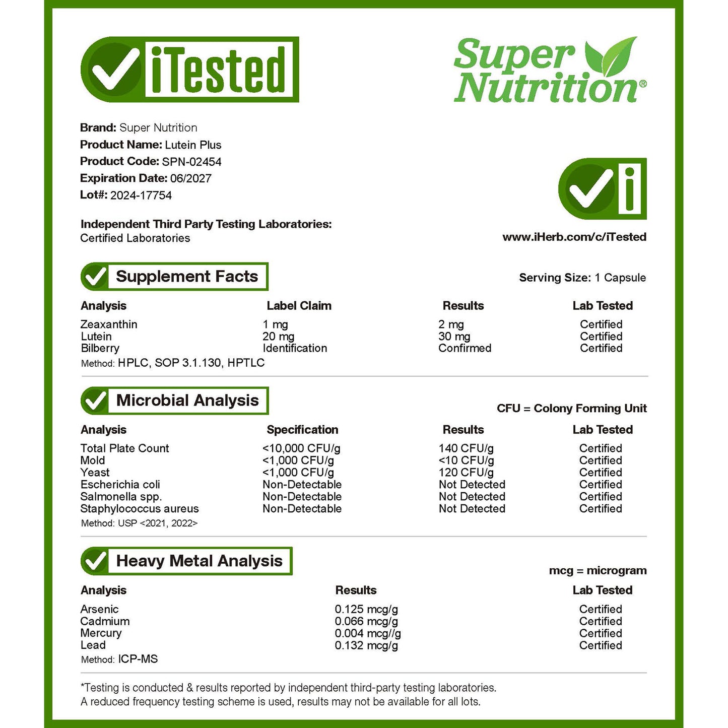 Super Nutrition, Lutein Plus, 20 mg, 120 Veggie Capsules