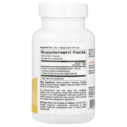 Super Nutrition, Turmeric Curcumin Phytosome Meriva®, 500 mg, 60 Veggie Capsules