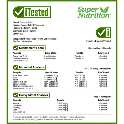 Super Nutrition, CoQ10 Phytosome, 300 mg, 60 Veggie Capsules
