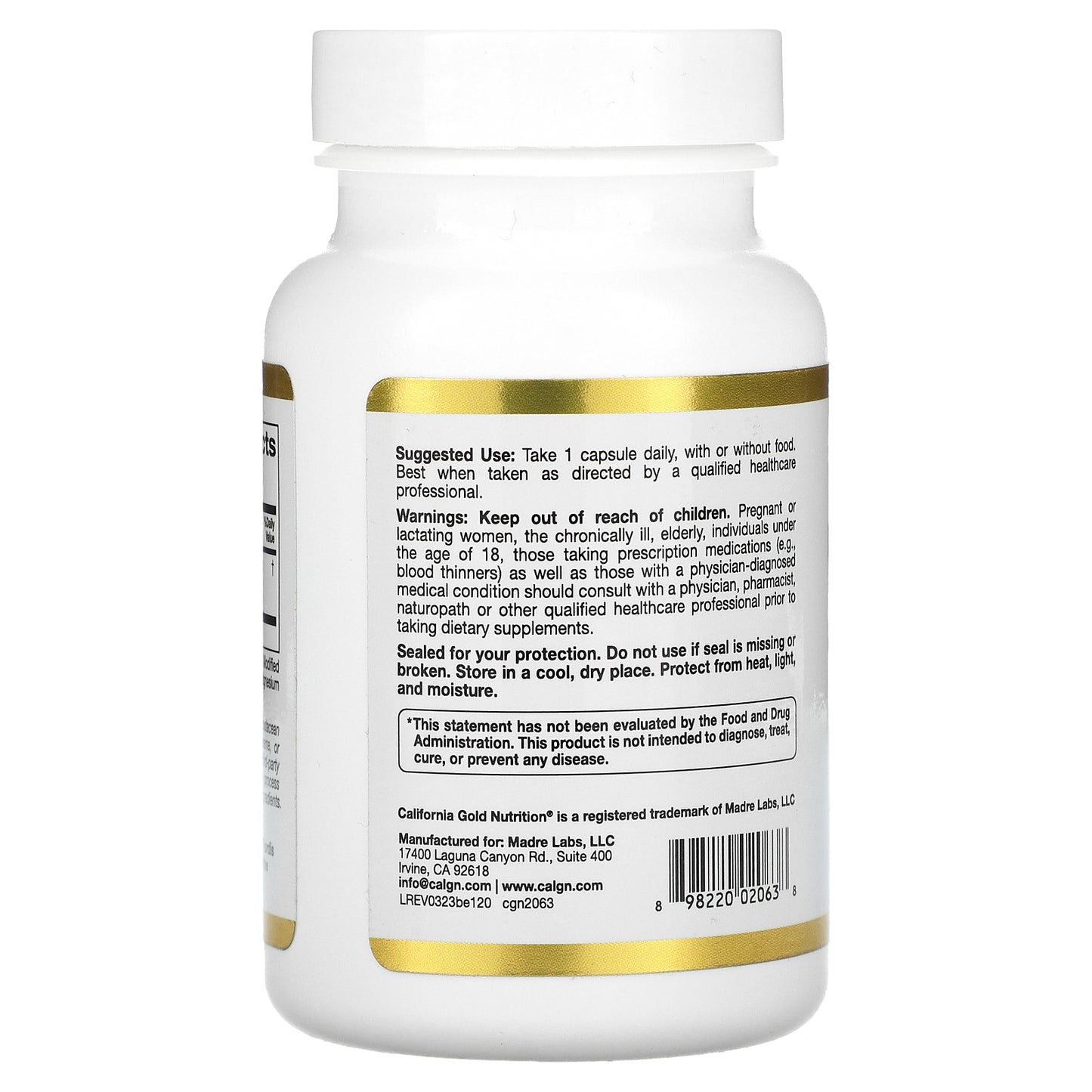 California Gold Nutrition, Bacopa Extract, 320 mg, 120 Veggie Capsules