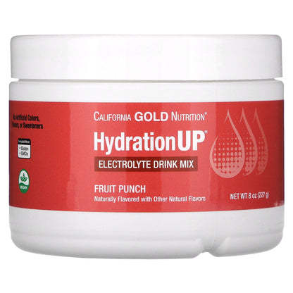 California Gold Nutrition, Beverages, HydrationUP, Electrolytes, Fruit Punch, 8 oz (227 g)