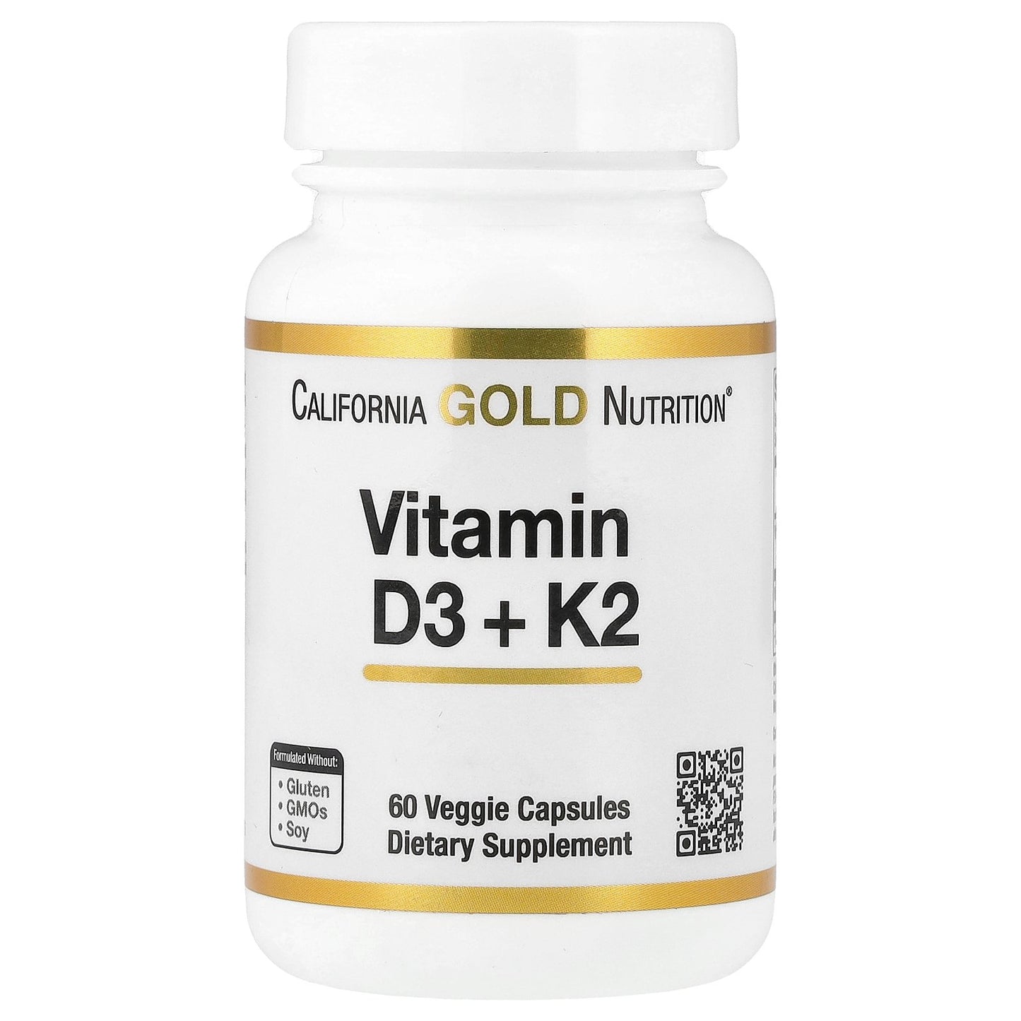 California Gold Nutrition, Vitamin D3 + K2, 60 Veggie Capsules