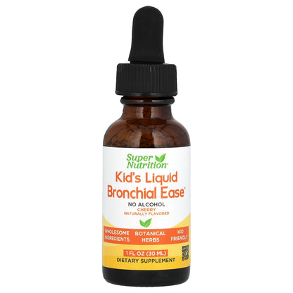 Super Nutrition, Kid's Liquid Bronchial Ease, No Alcohol, Cherry, 1 fl oz (30 ml)